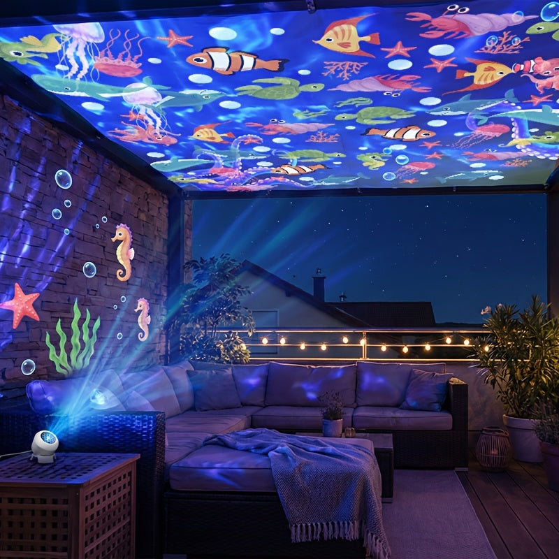 OCEANLUME – Lampada da notte con proiettore oceanico LED rotante a 360°