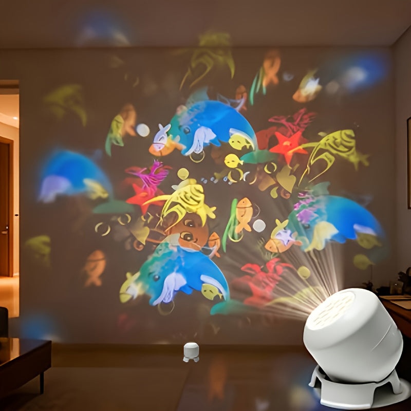 OCEANLUME – Lampada da notte con proiettore oceanico LED rotante a 360°