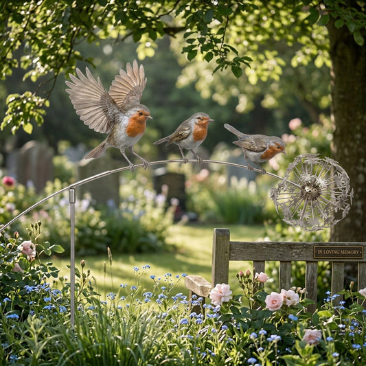 Kinetic Robin Garden Stake for Peaceful Memorials