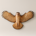 Handgefertigte Holz-Eulen-Wandkunst – einfach aufzuhängen  