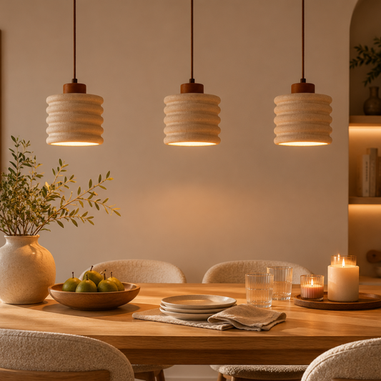 Travertine Walnut Pendant Light for a Warm Glow