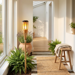 Bamboe zonne-energie fakkel voor warme buitenverlichting