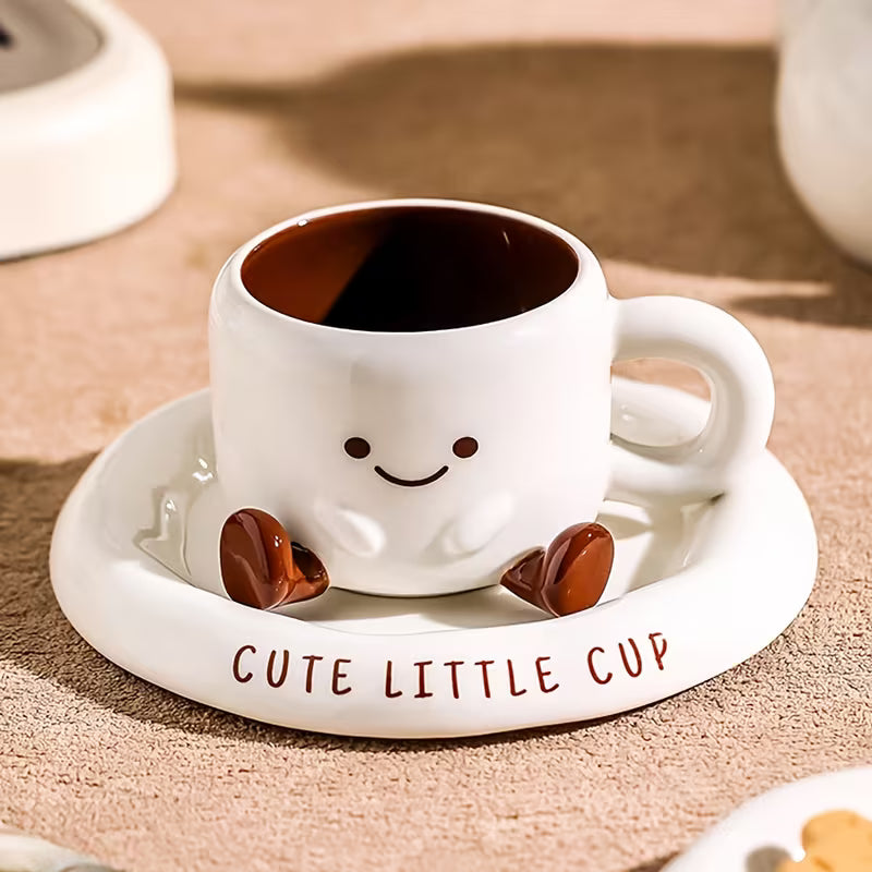 Set de cești ceramice cu desene animate pentru cafea veselă