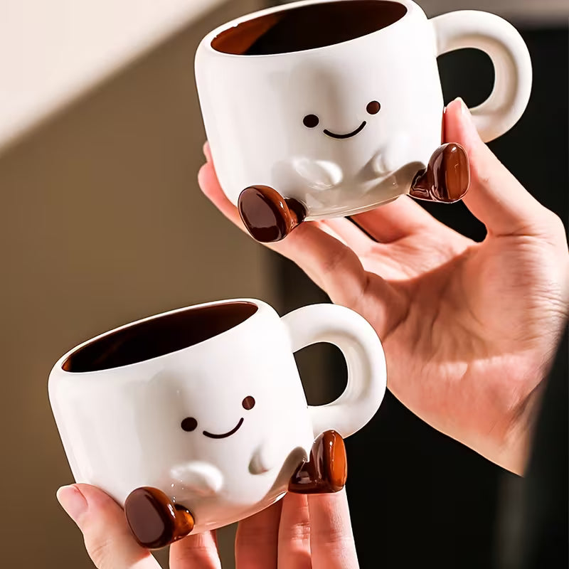 Set de cești ceramice cu desene animate pentru cafea veselă