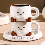Set de cești ceramice cu desene animate pentru cafea veselă