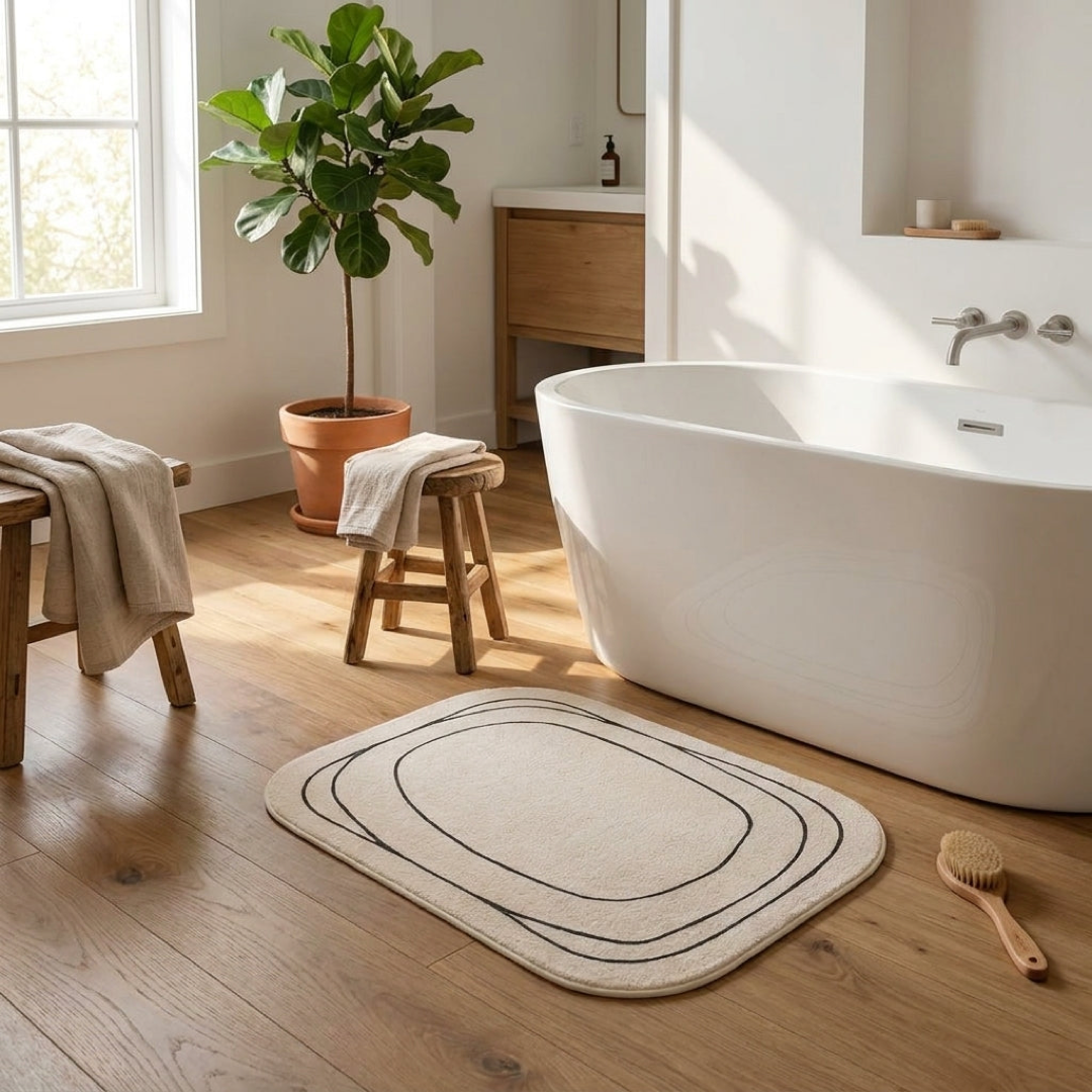 Alfombrilla de baño abstracta para pasos más seguros y secos  
