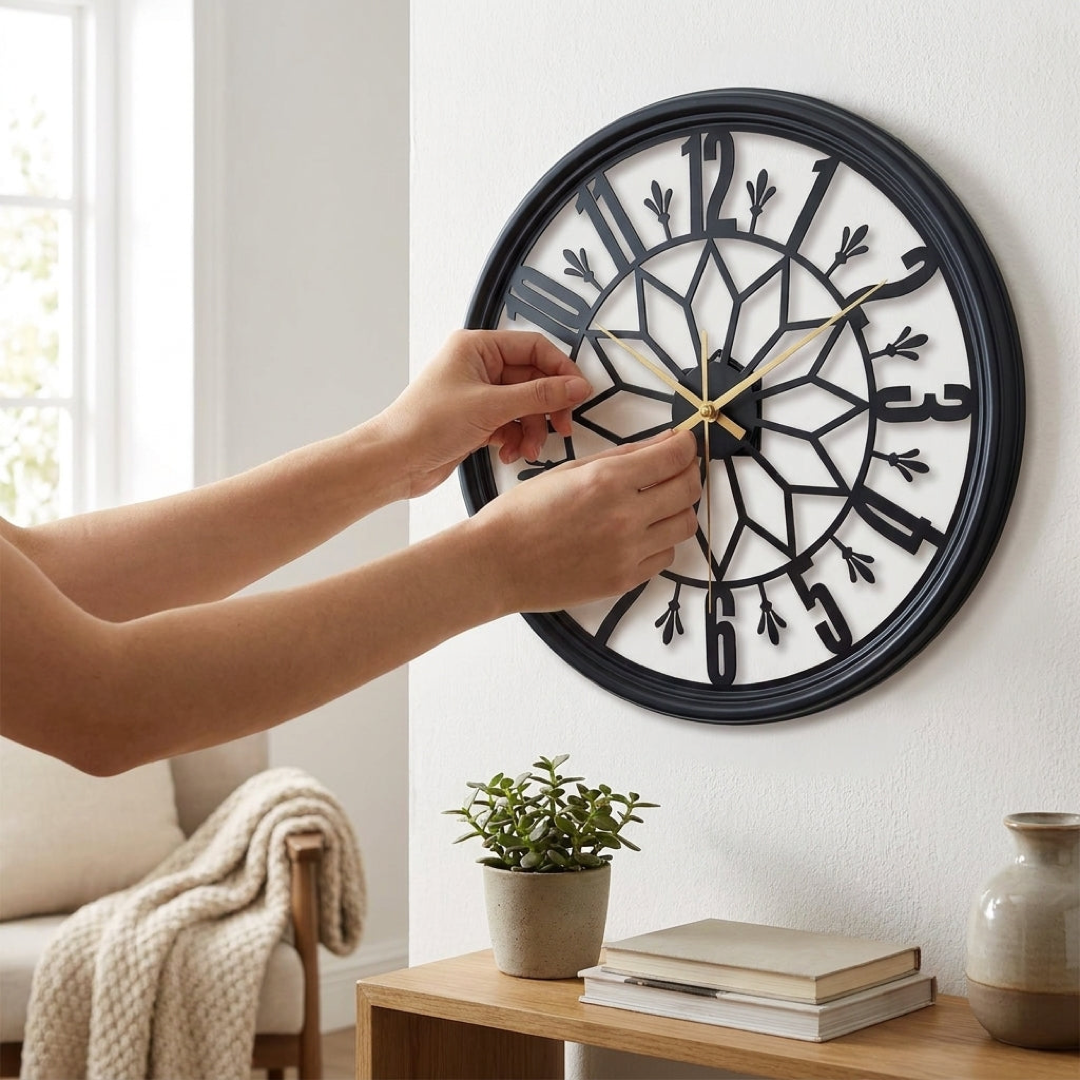 Horloge murale vintage en métal – un temps paisible