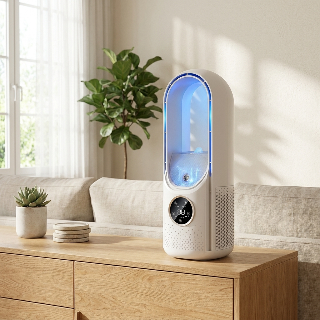 Ventilator fără pale, cu umidificare, pentru confort mai sigur