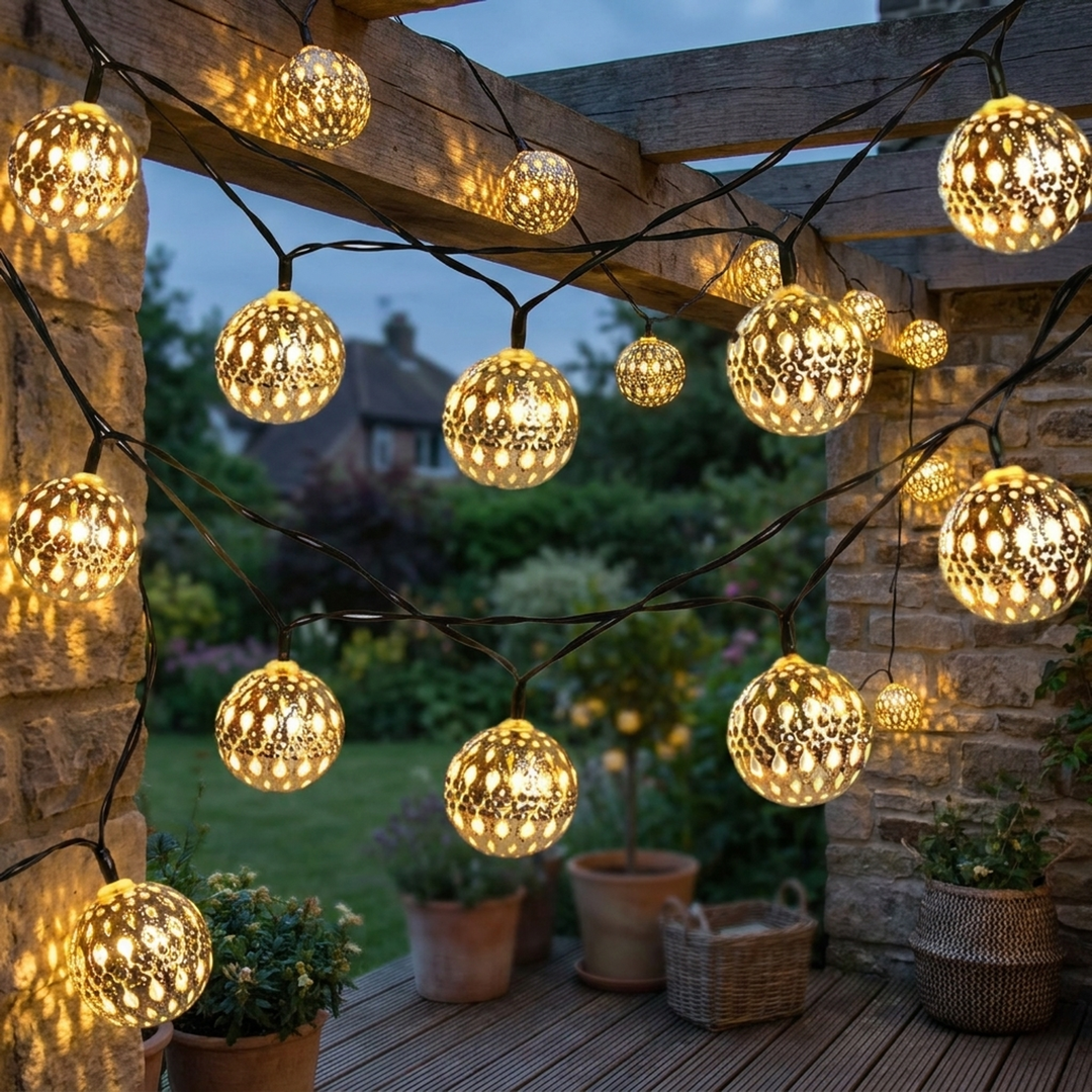 Guirlandes lumineuses à motifs pour terrasses accueillantes