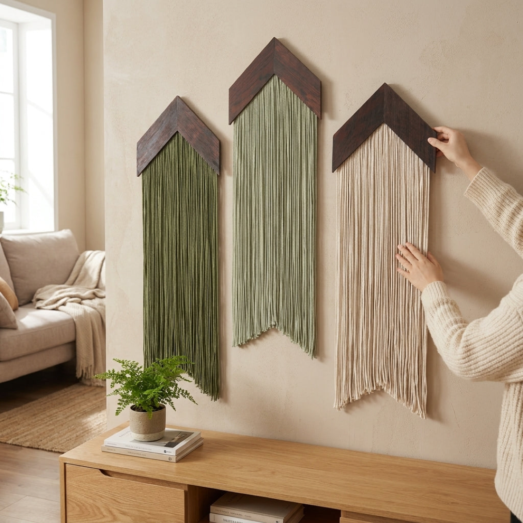 Handgewebte Makramee-Wandkunst für bohemische Wärme
