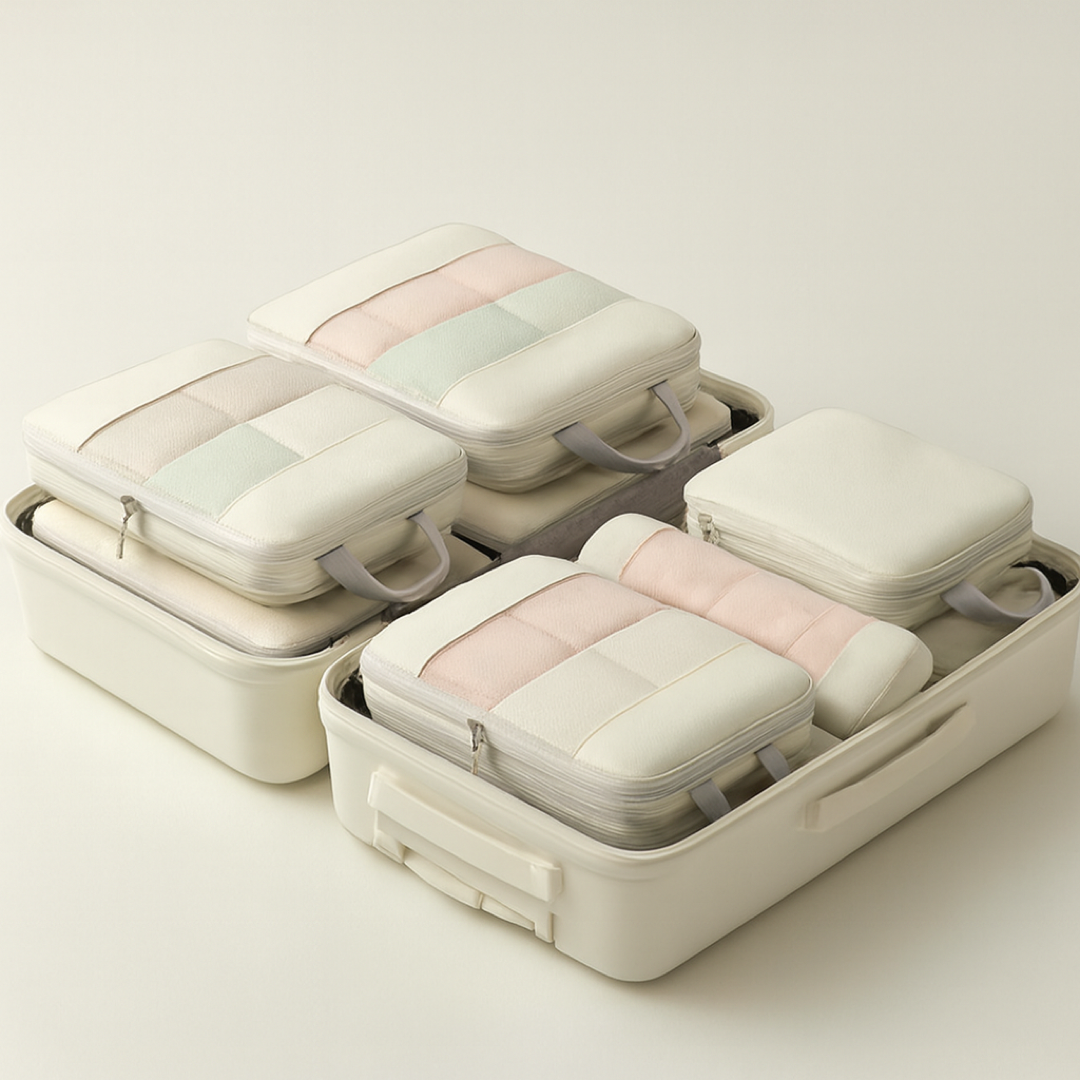 5-delige inpakcube set voor ruimtebesparend reizen