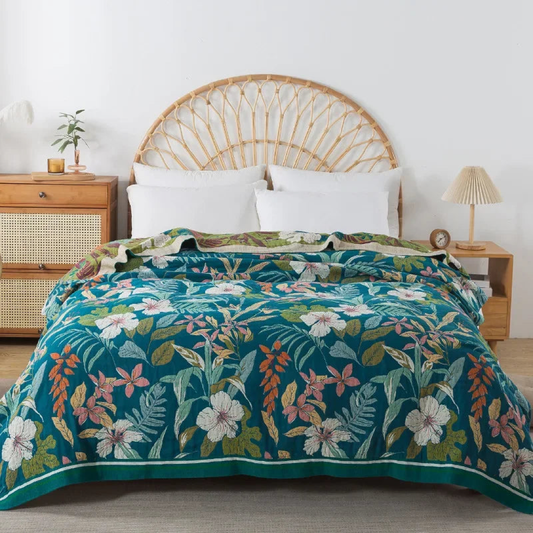Dessus de lit en coton floral pour un confort frais en été