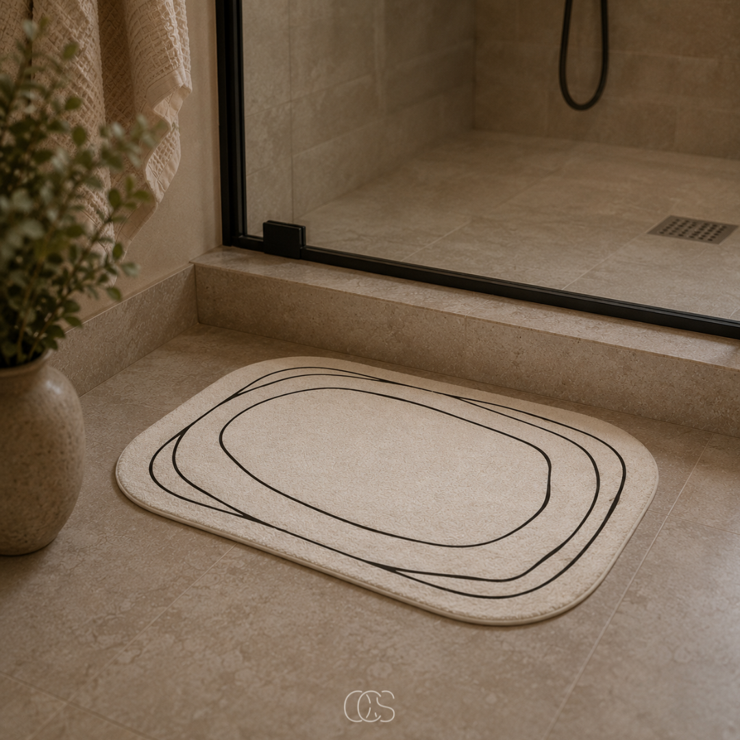 Alfombrilla de baño abstracta para pasos más seguros y secos  