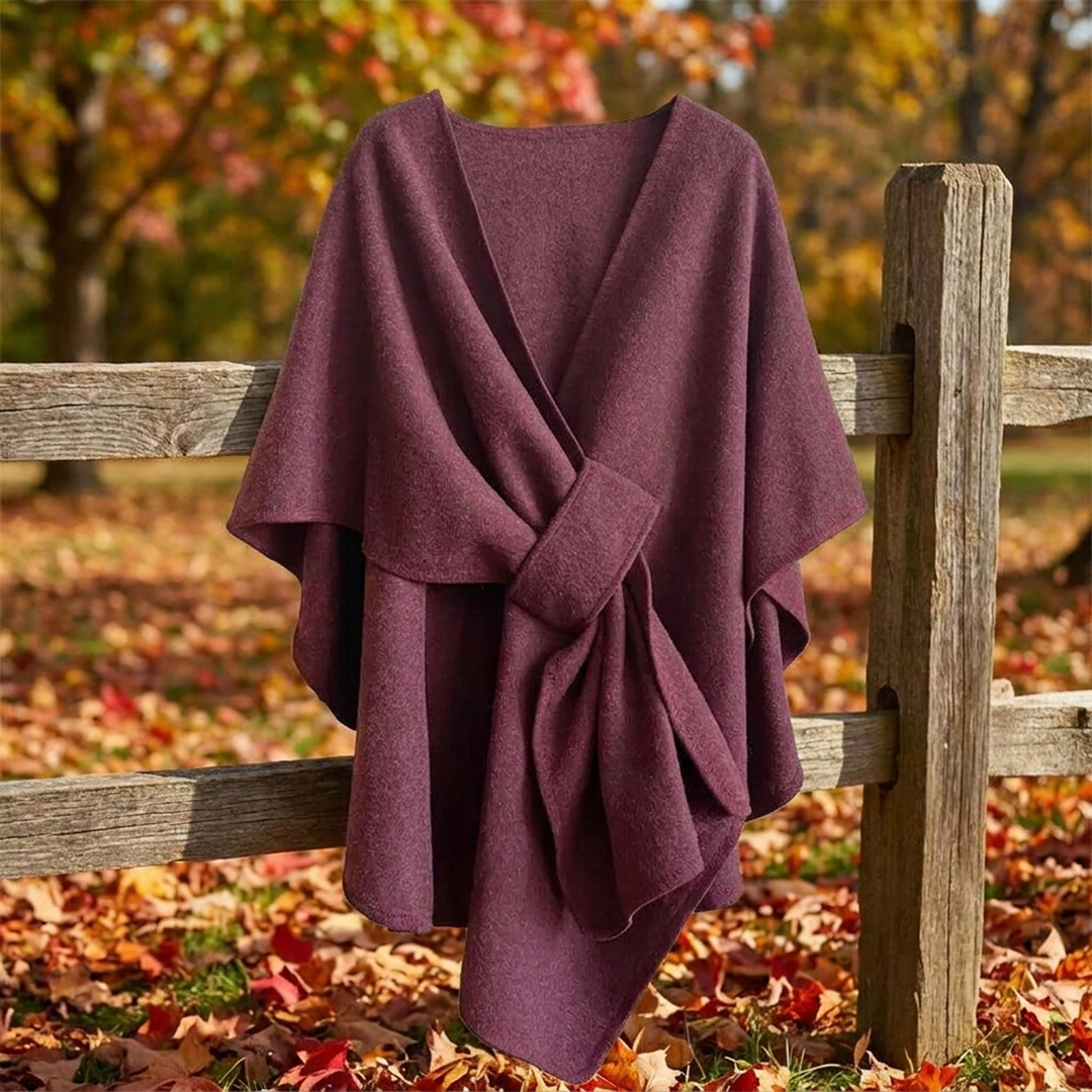 Omkeerbare poncho-wrap voor moeiteloos laagjes dragen  