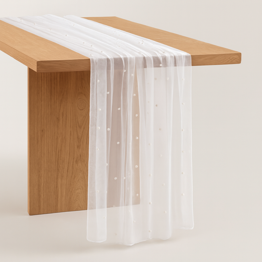 Chemin de table en chiffon perlé pour une élégance sans effort