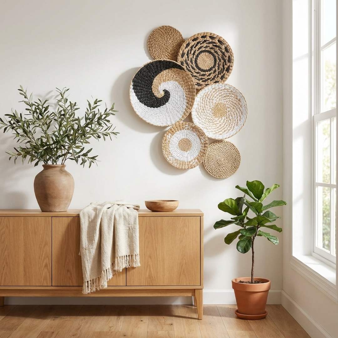 Decorative Wall Basket 6-Piece Set for Natural Home Warmth