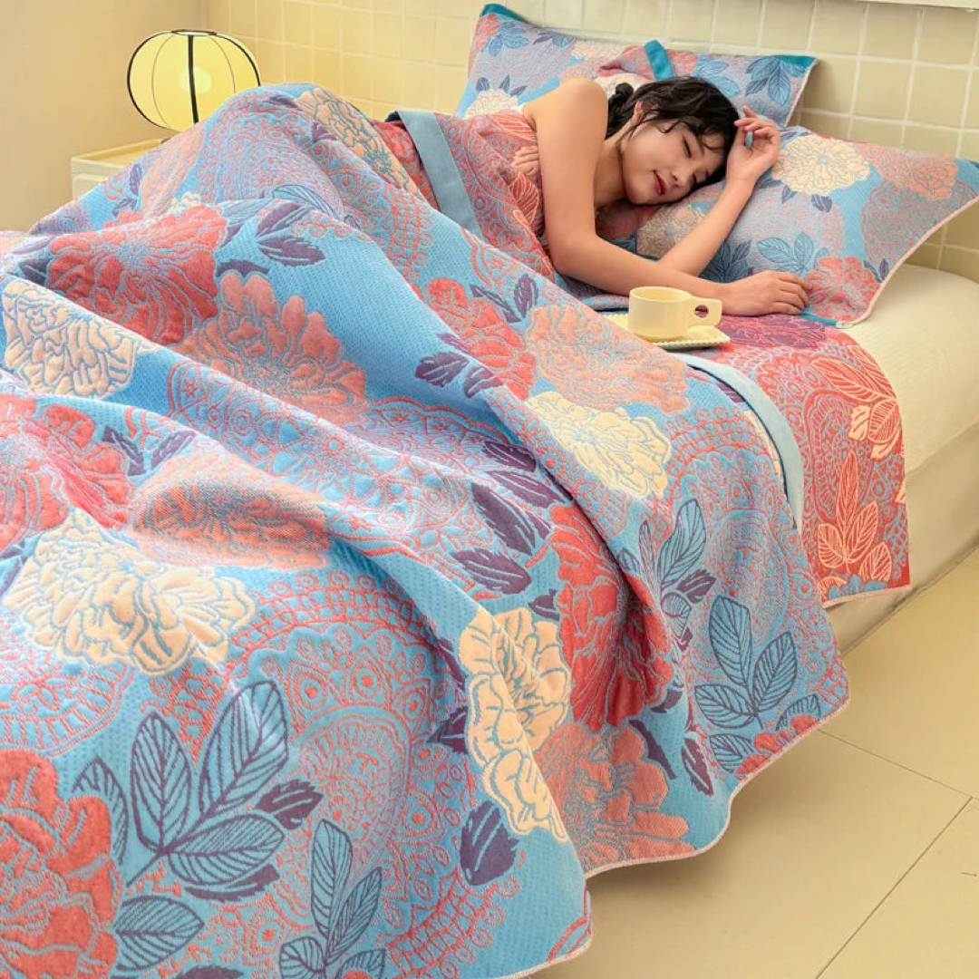 Manta de gasa floral para un sueño fresco y reparador