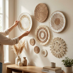 11-Piece Woven Rattan Wall Basket Decor Set