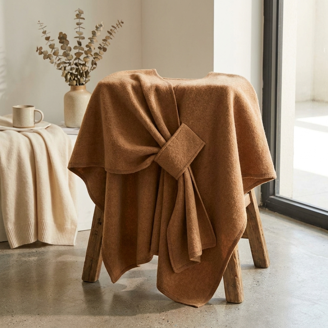 Omkeerbare poncho-wrap voor moeiteloos laagjes dragen  