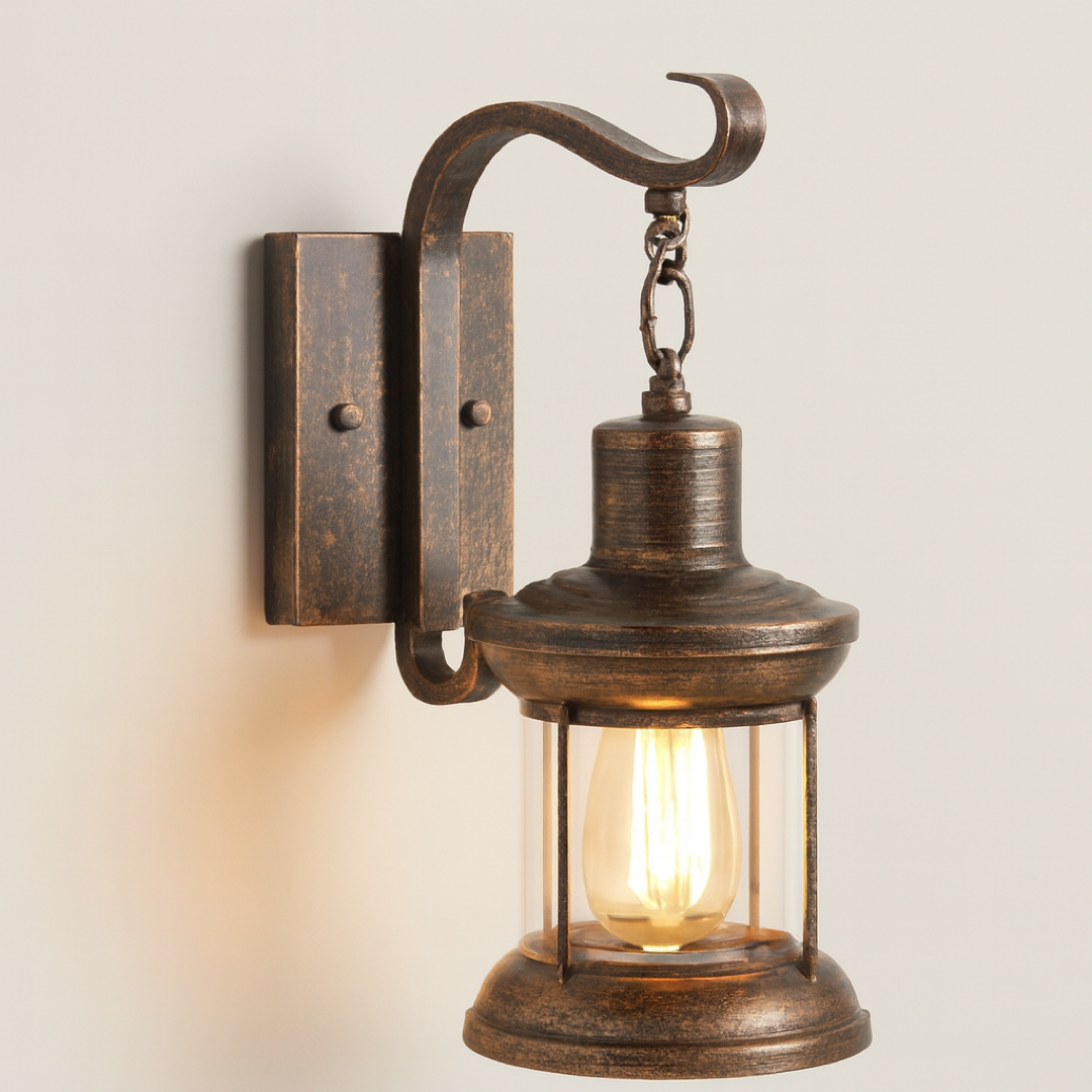 Lampada da parete vintage a gabbia per una luce calda