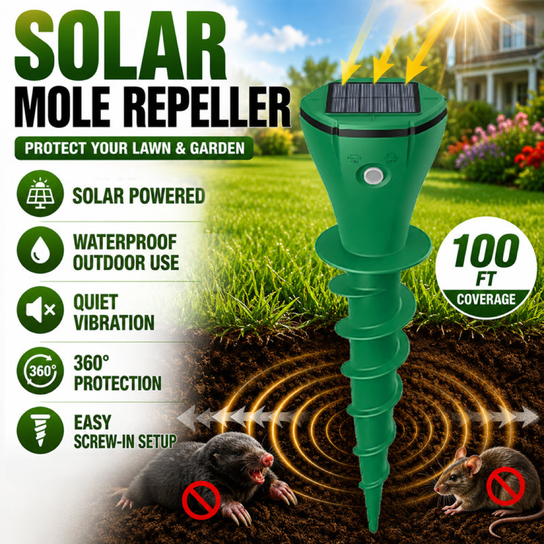 Solar Garden Stake for Burrowing Pest Control