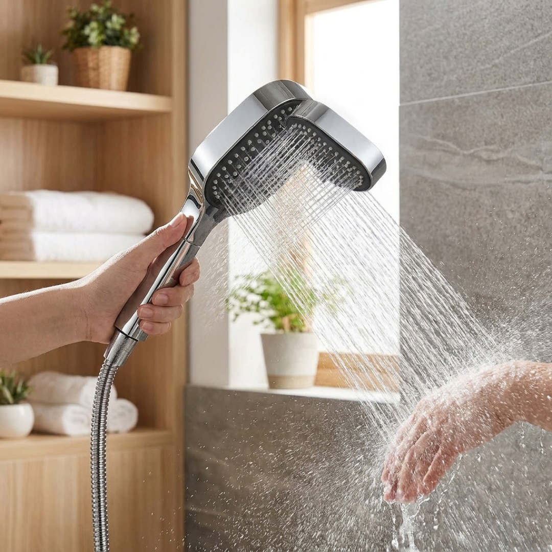 Pomme de douche filtrante pour un débit plus fort et plus propre