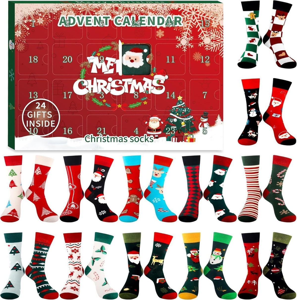 Adventskalender mit Weihnachtsstrümpfen für festliche Tage