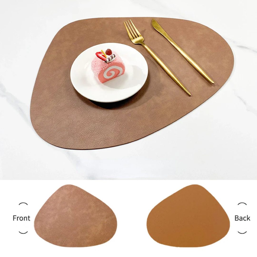 Individual de cuero sintético en forma de lágrima para limpieza fácil