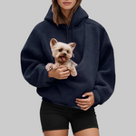Sudadera con bolsa para llevar a tu mascota con las manos libres