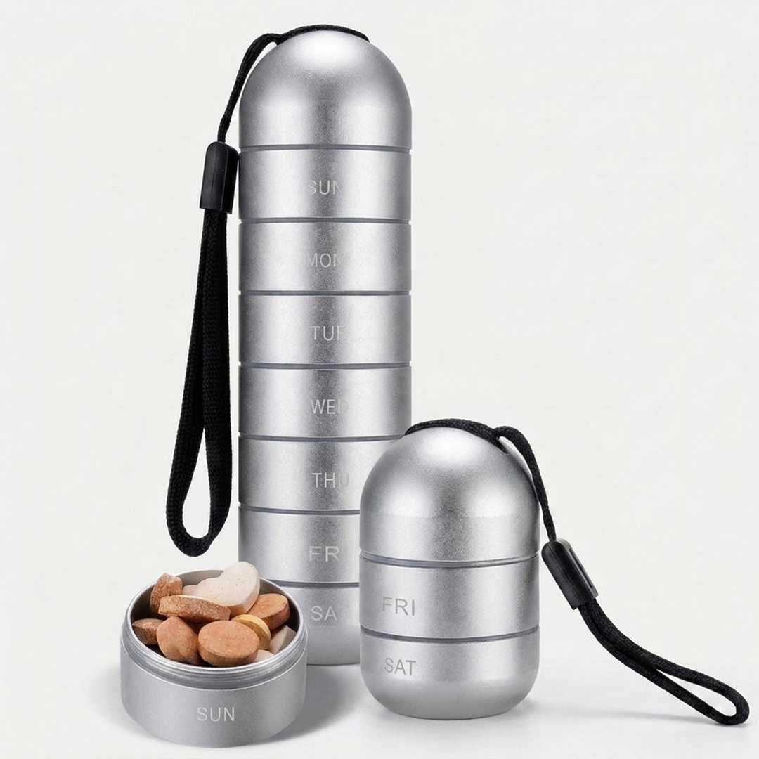 Cutie modulară pentru pastile săptămânală, pentru transport în siguranță