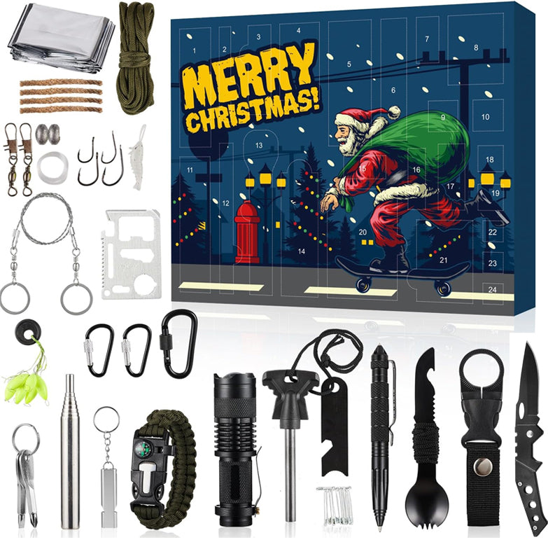 Adventní kalendář s výbavou pro přežití pro každodenní dobrodružství