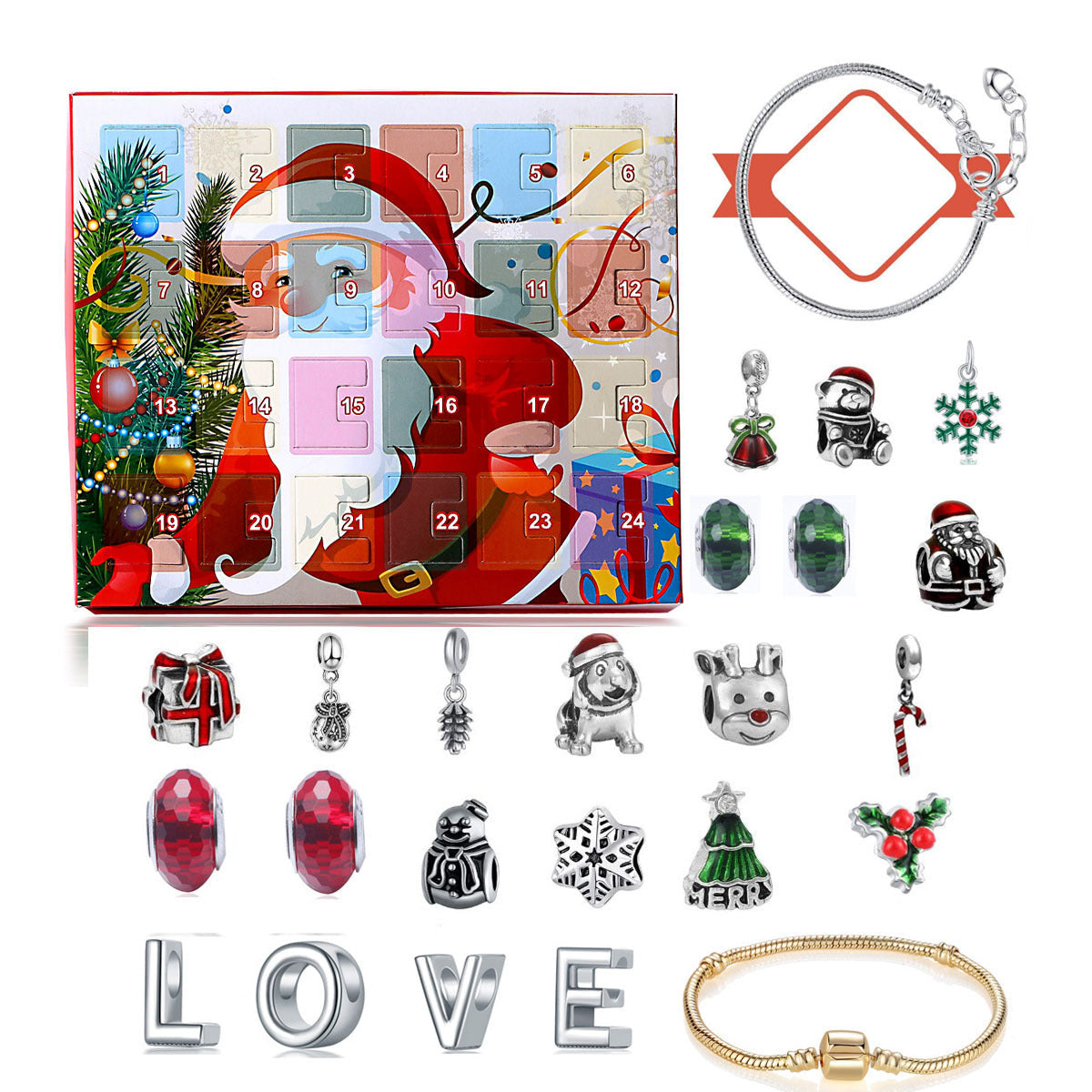 Sada náramků do adventního kalendáře pro sváteční večery