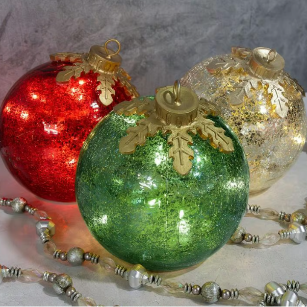 Lighted Glass Christmas Baubles With Timer