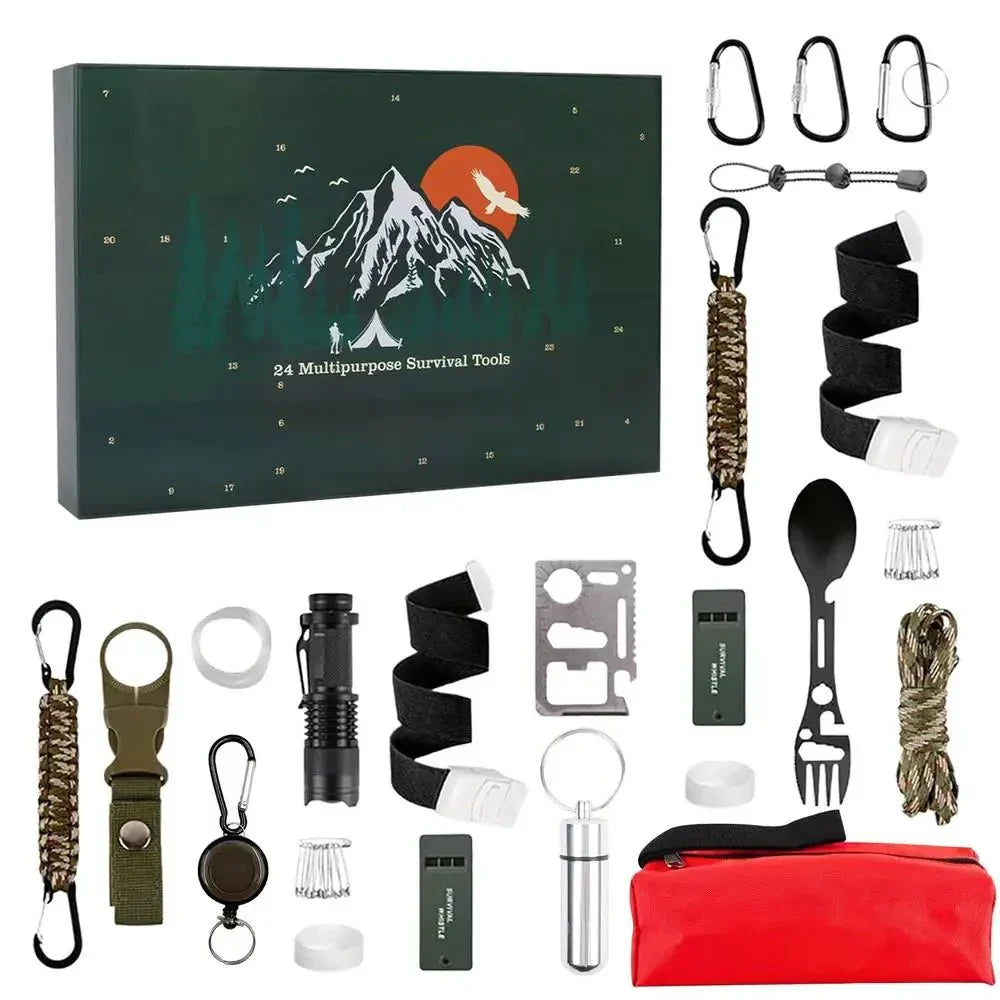 Überlebens-Adventskalender mit 24 Outdoor-Werkzeugen